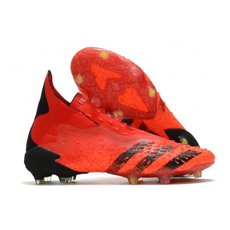 adidas Predator Freak + FG Firm Ground Soccer Cleat Red Core Black Solar Red