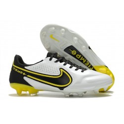 Nike Tiempo Legend 9 Elite FG Boots White Dark Smoke Grey Black Yellow Strike